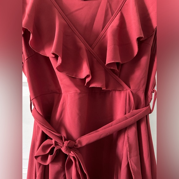 Women’s Ruffle Trim Belted Wrap Dress - Picture 4 of 5